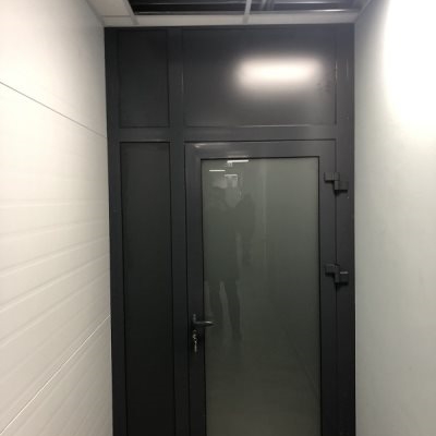 Перегородка Алюминий РАЛ 7024 Стеклопакет матовый